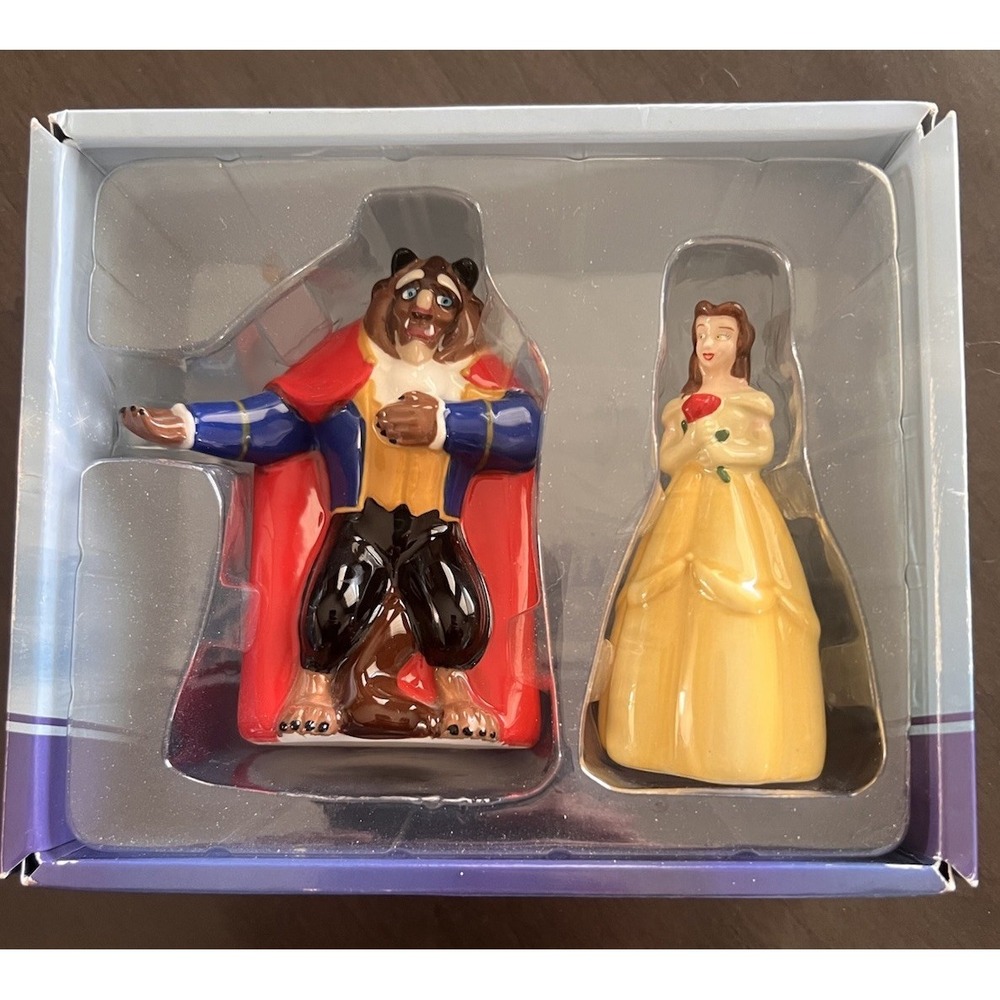 Enesco Disney Pixar Beauty Belle & Beast Salt‎ & Pepper Shaker Set Box Princess